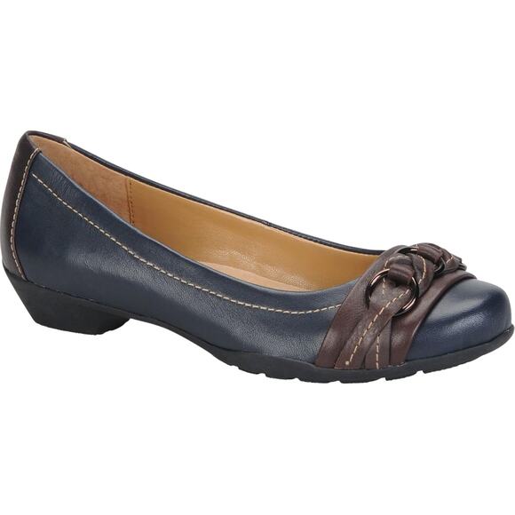 Softspots Posie Women's Blue Leather Flats Size 7W Cushioned Casual - Picture 1 of 6